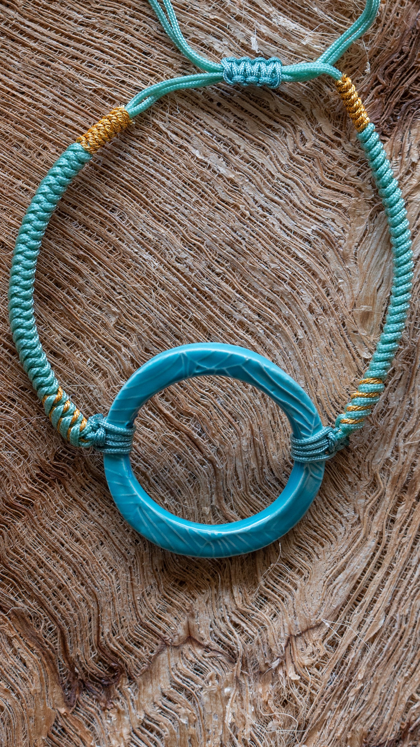 BLT-MON01AQA: Monstera Ceramic Bracelet - Aqua Glaze