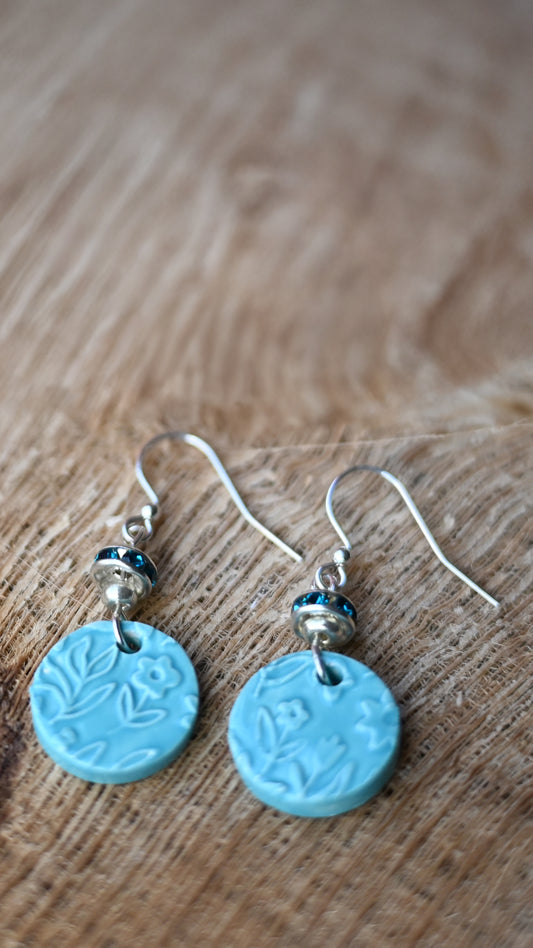EAR-SPF01AQA: Spring Flower Earrings – Aqua Glaze