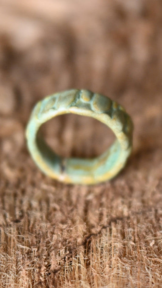 RNG-EGG01GRP-Eggs in Green Patina Glaze Ring