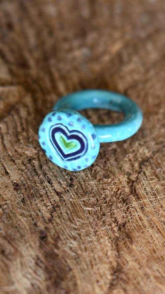 RNG-HRT01AQA: Aqua Heart Ceramic Ring